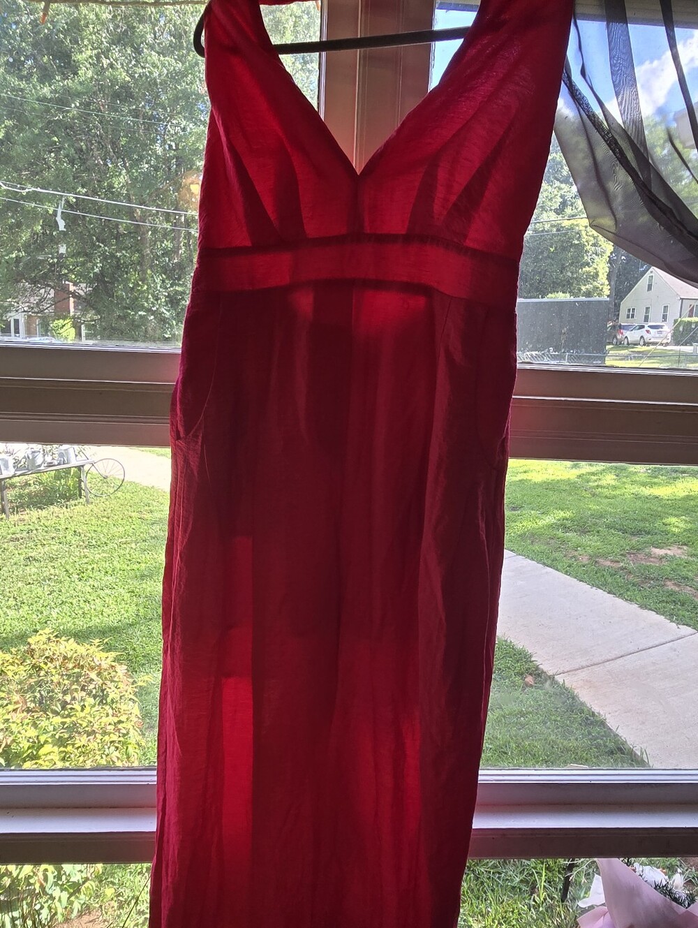 Red Sleeveless V-Neck Maxi Dress